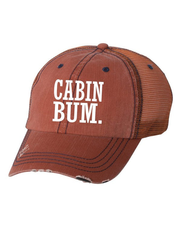 Cabin Bum Embroidered Hat Orange Mesh OS