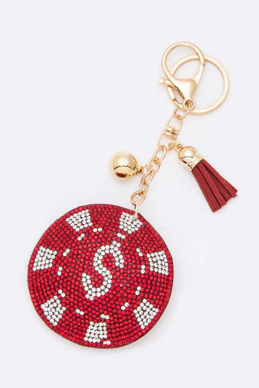 Glitz & Poker Chips Keychain Red