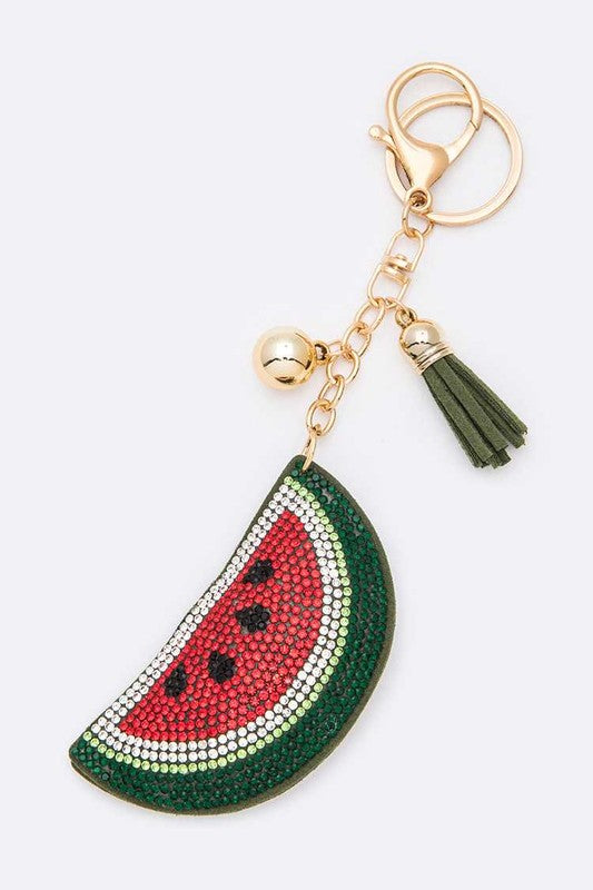 Shimmering Melon Keychain Green & Red