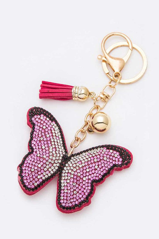 Butterfly Dreams Rhinestone Key Chain Fuchsia O/S