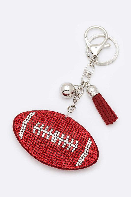 Crystal Football Keychain Red