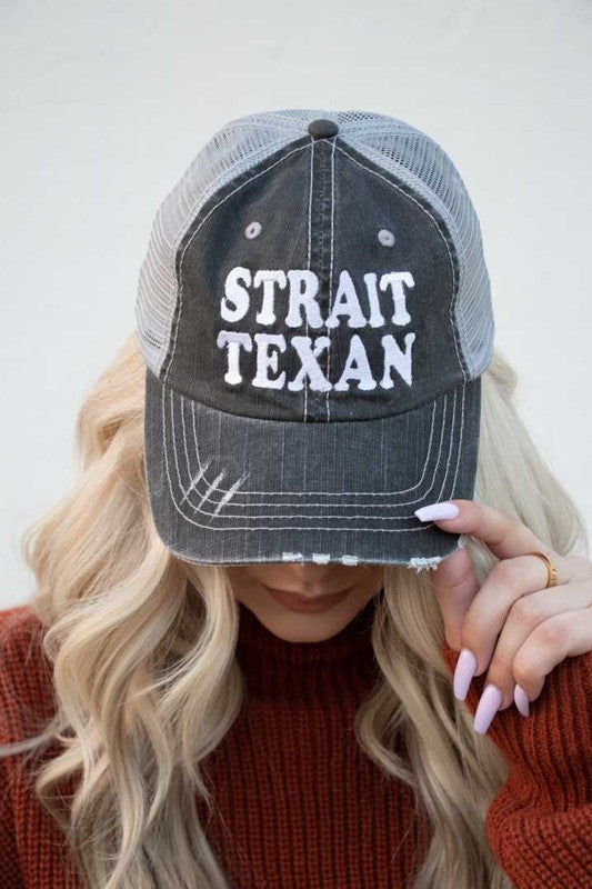 Strait Texan Trucker Hat Grey Mesh Trucker One size