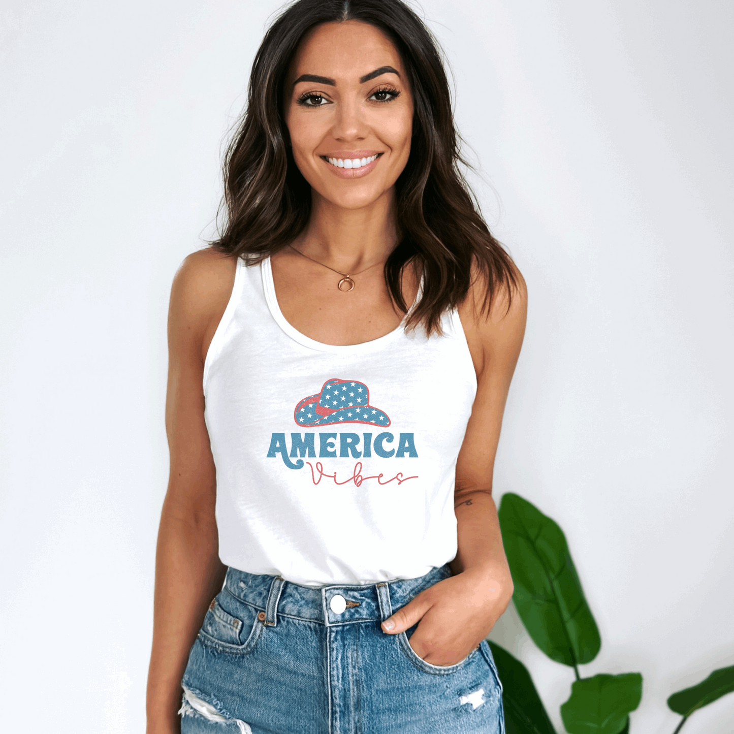 America Vibes Tank Top Tank Top XS Solid White