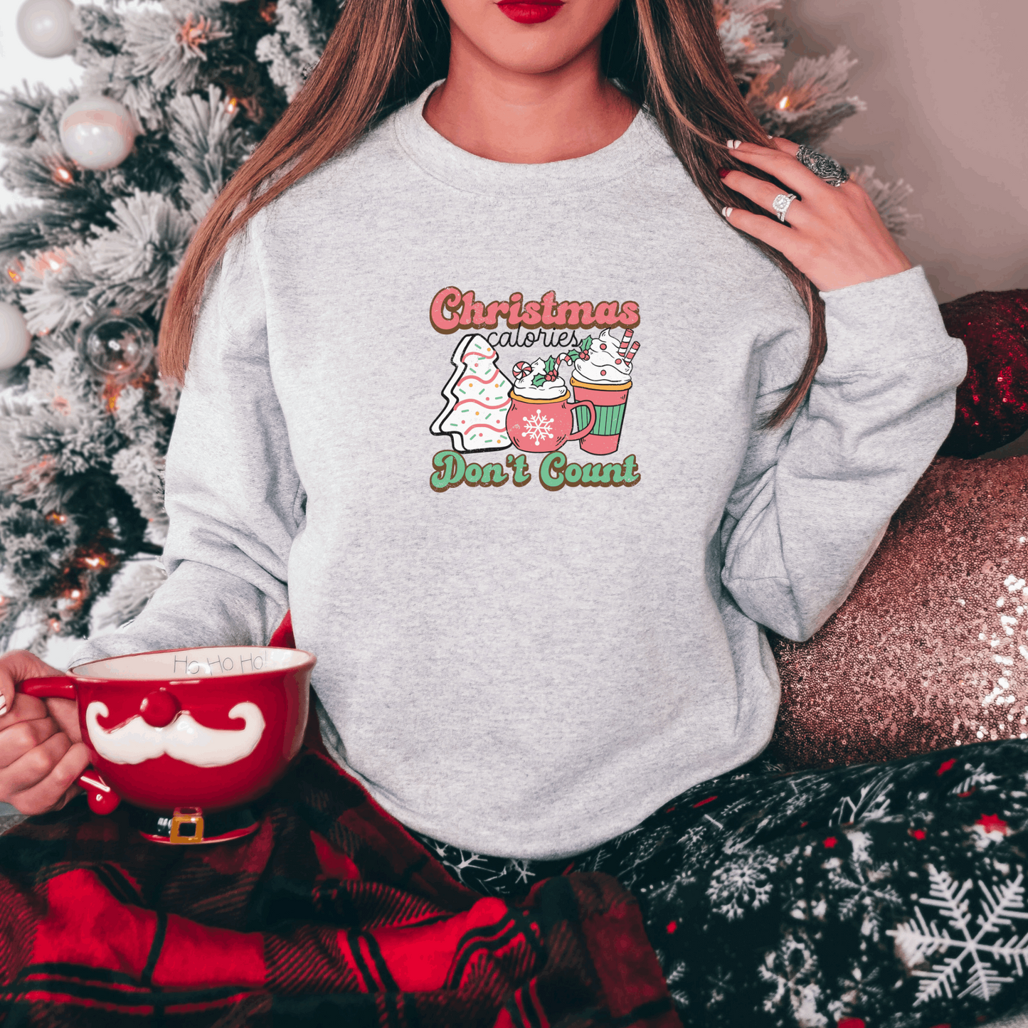 Christmas Calories Don't Count Sweatshirt Sweatshirt S Ash