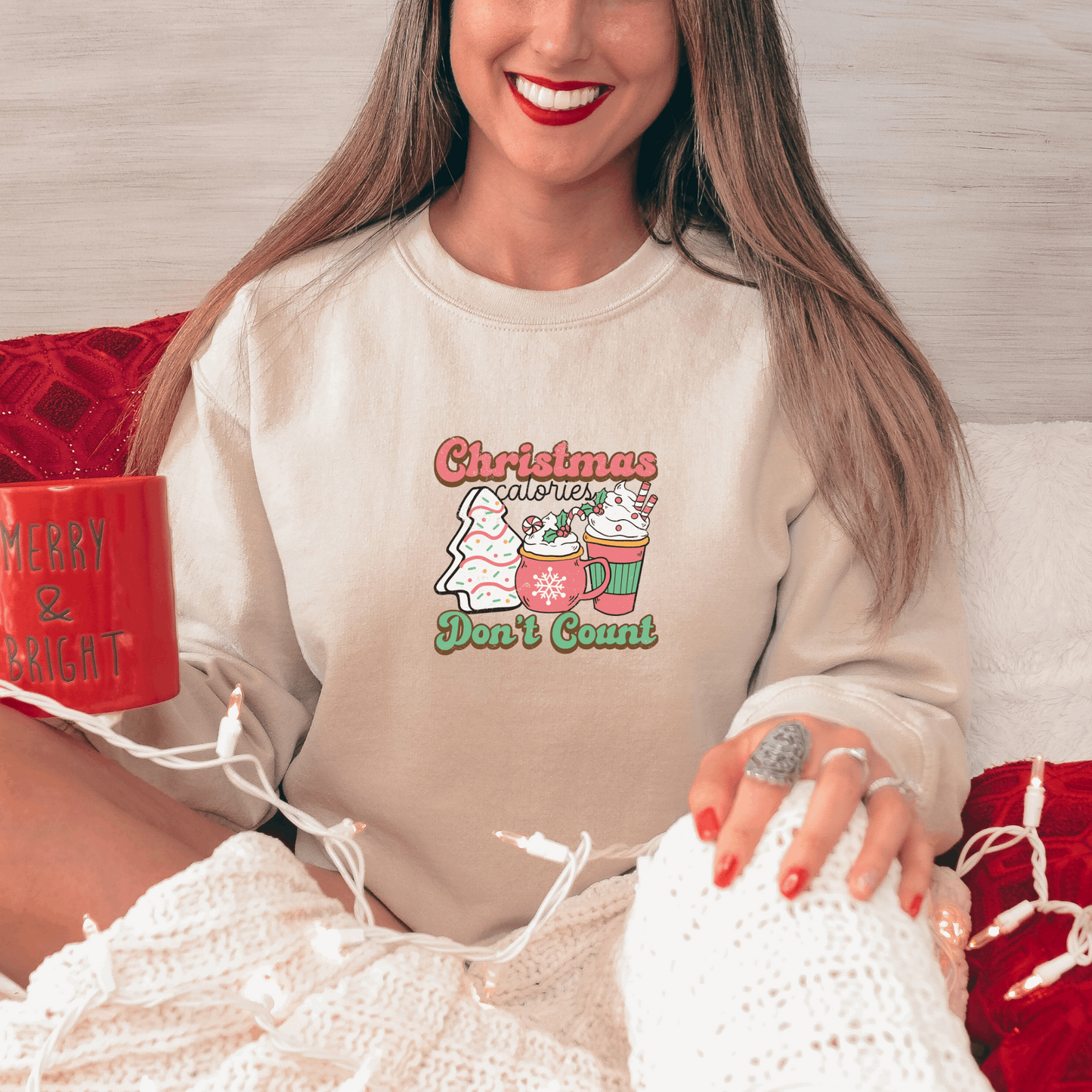 Christmas Calories Don't Count Sweatshirt Sweatshirt S Sand