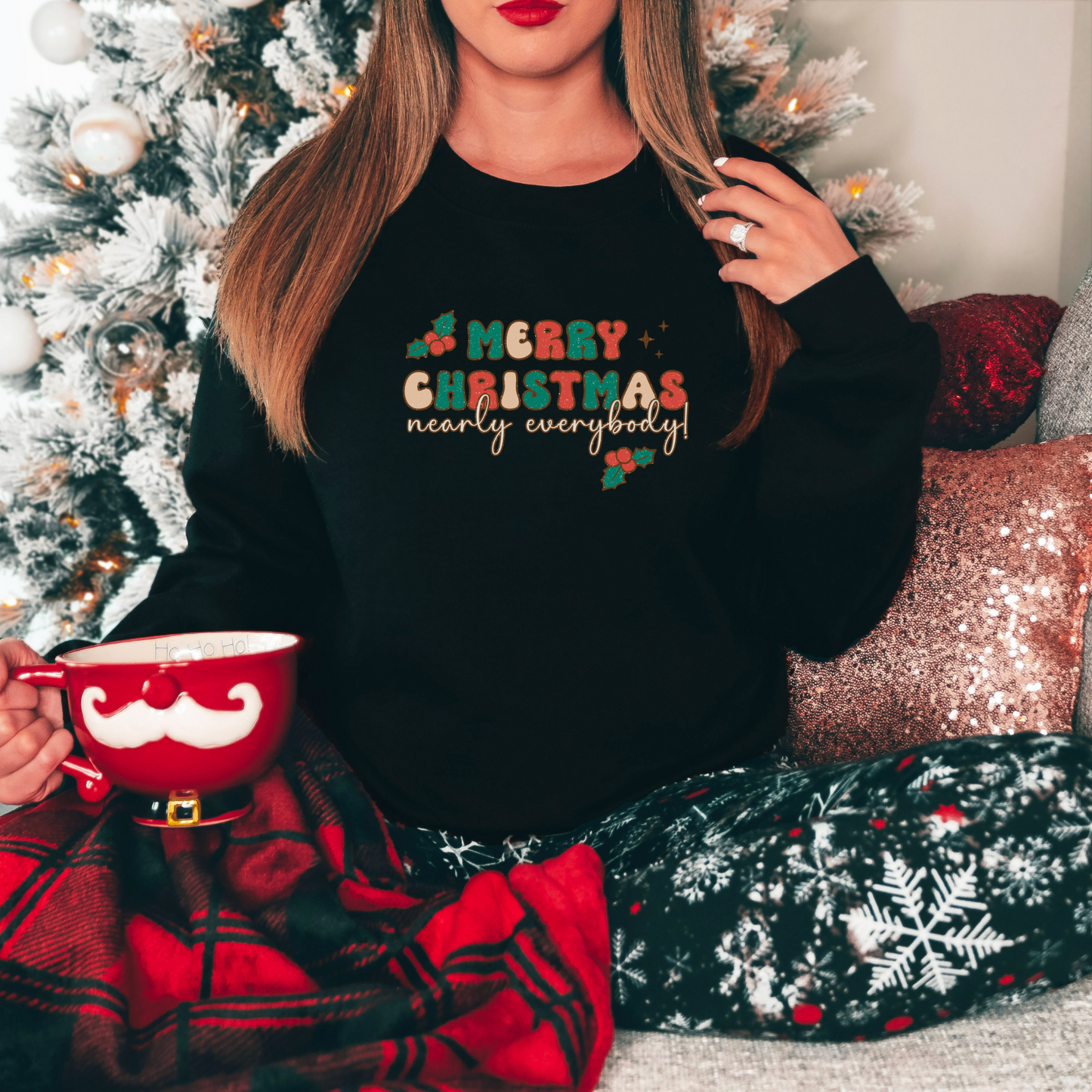 Merry Christmas Nearly Everybody Sweatshirt Sweatshirt S Black