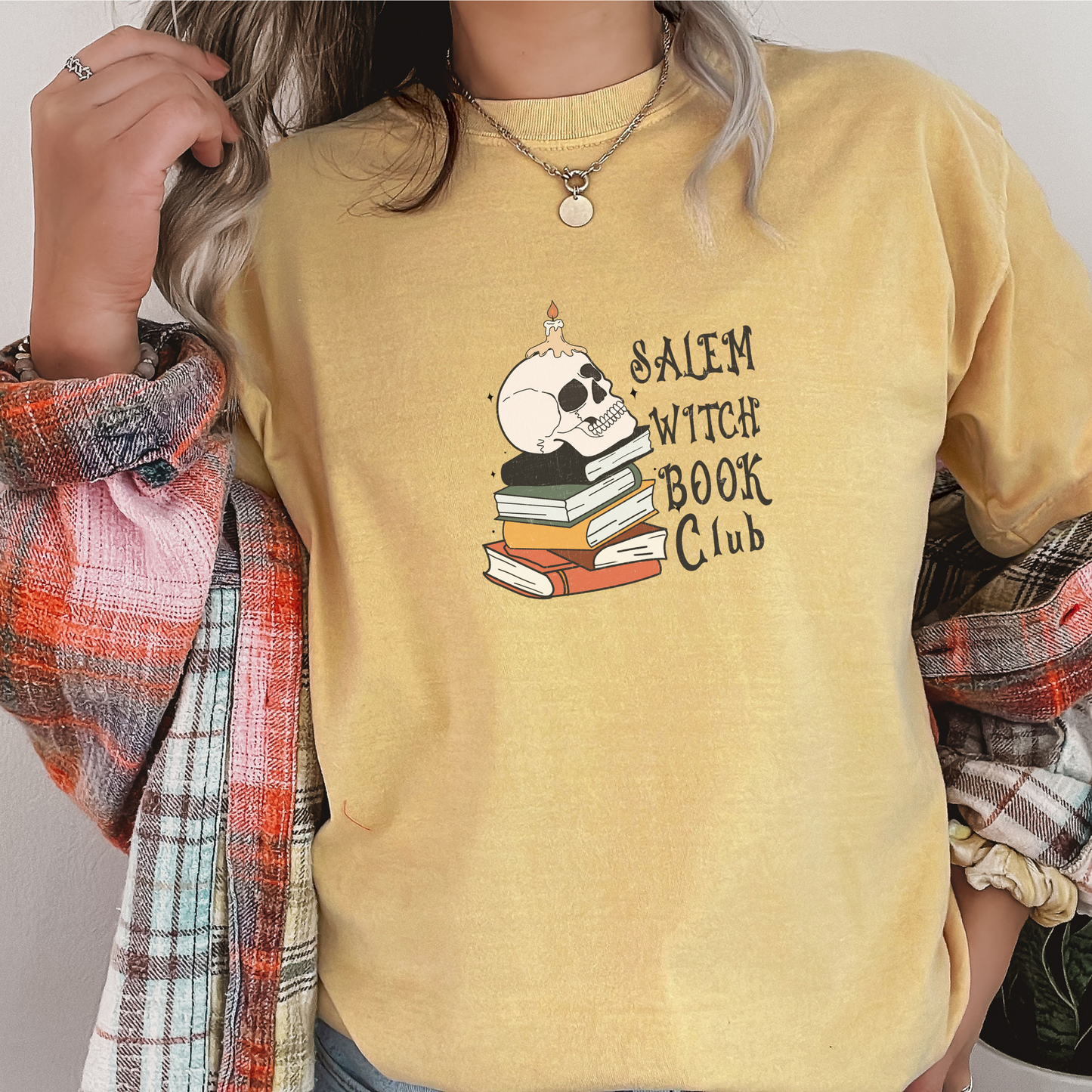Salem Witch Book Club Tee T-Shirt Mustard S