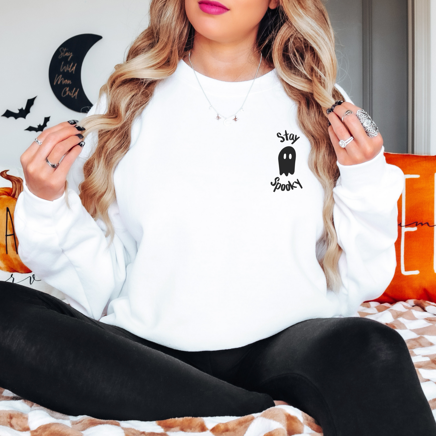 Stay Spooky Sweatshirt Sweatshirt S White