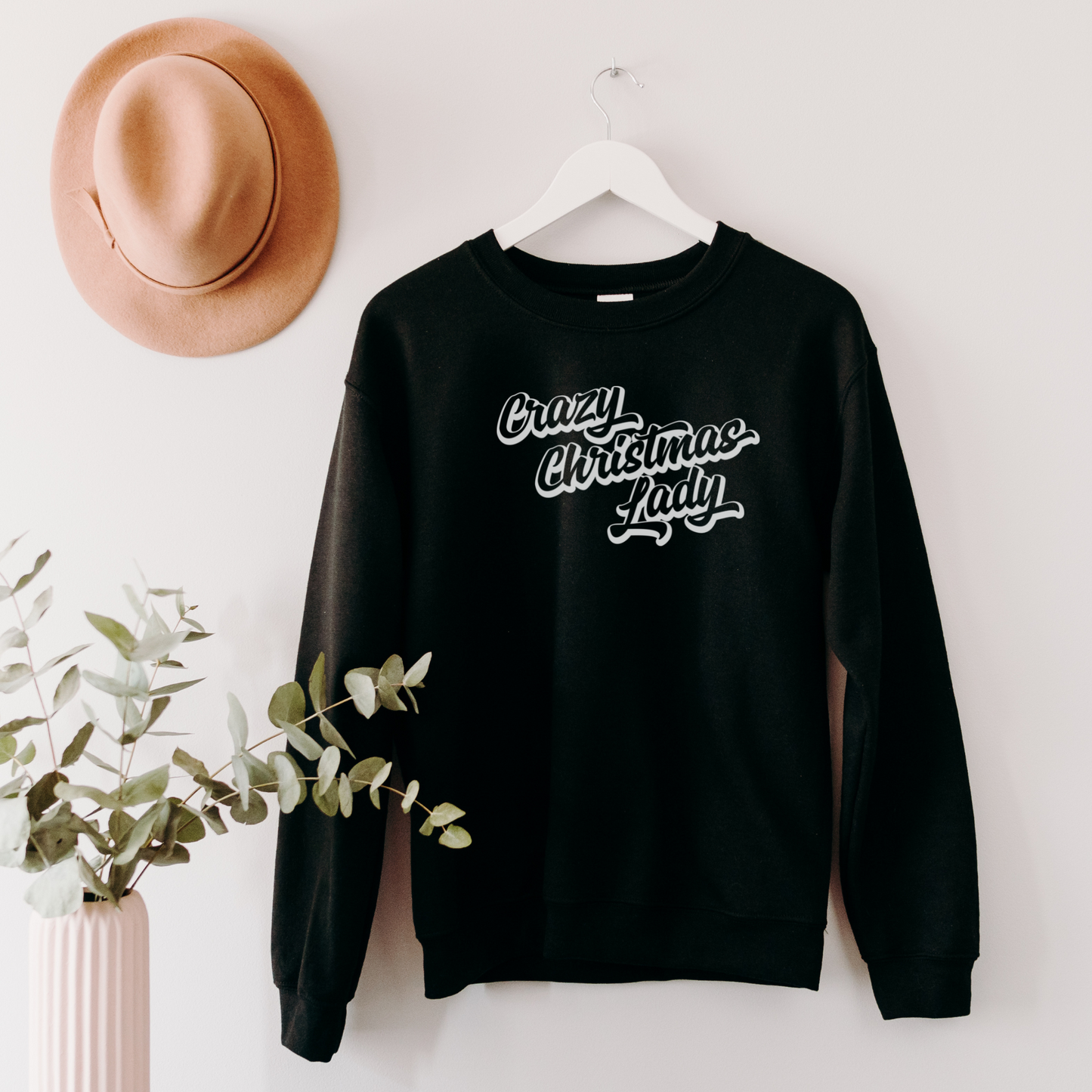 Crazy Christmas Lady Sweatshirt Sweatshirt S Black