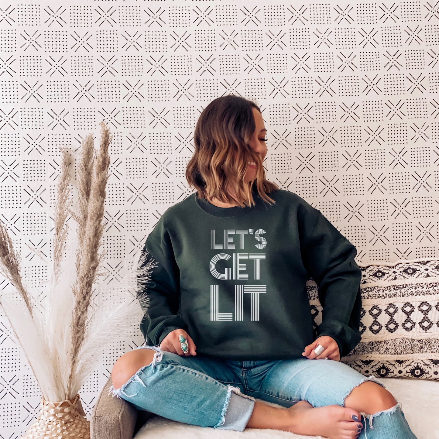 Let's Get Lit Sweatshirt Sweatshirt S Forest Green