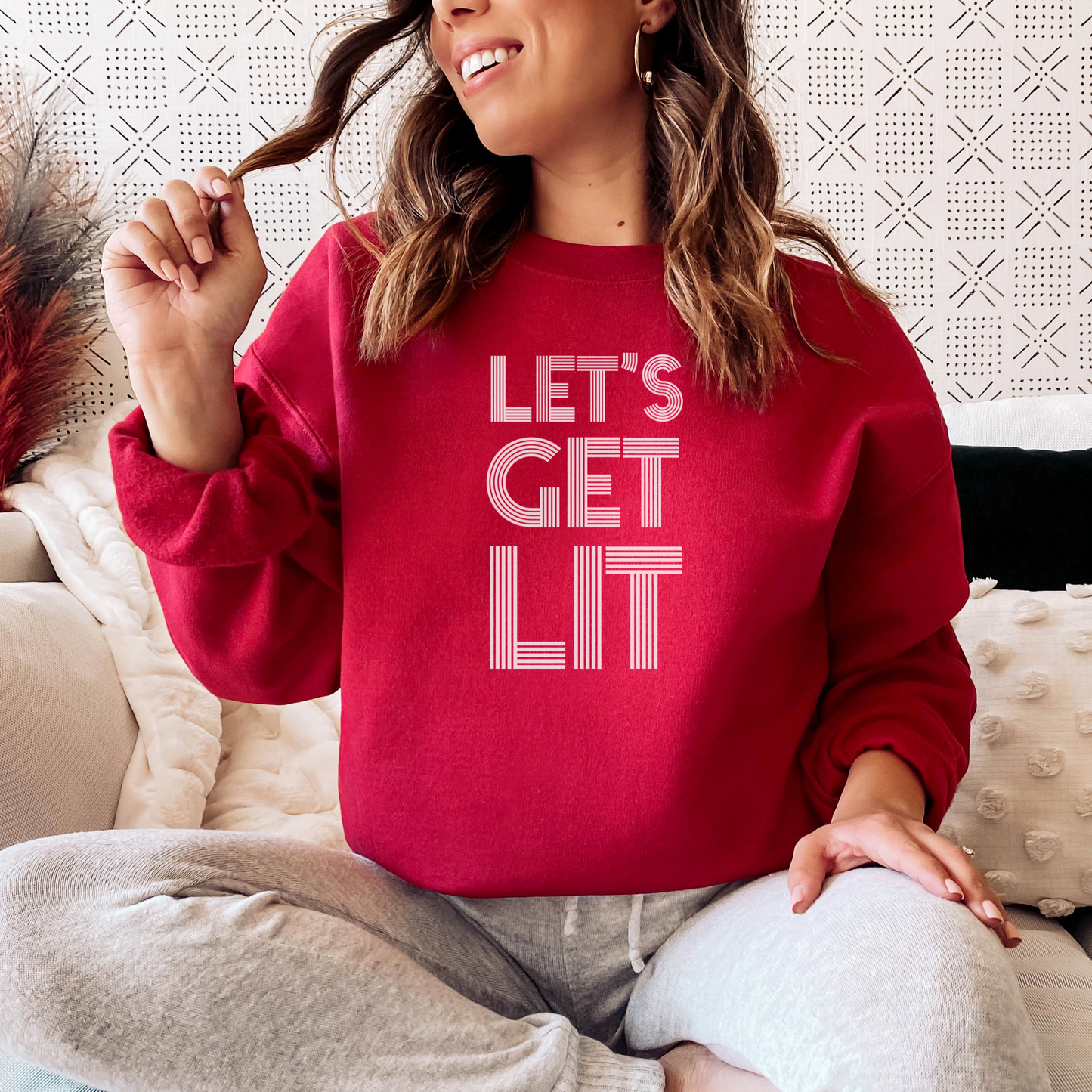 Let's Get Lit Sweatshirt Sweatshirt S Cherry Red