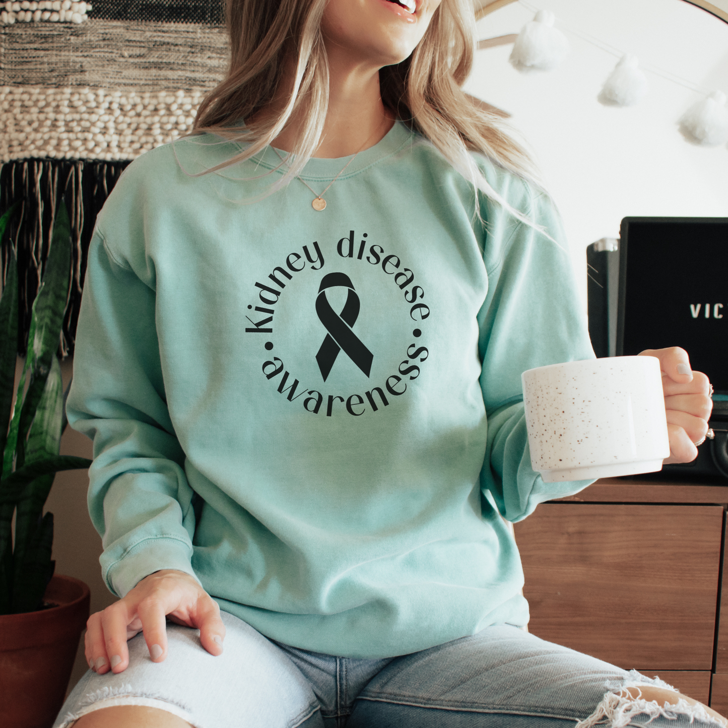 Kidney Disease Awareness Sweatshirt Sweatshirts Chalky Mint S