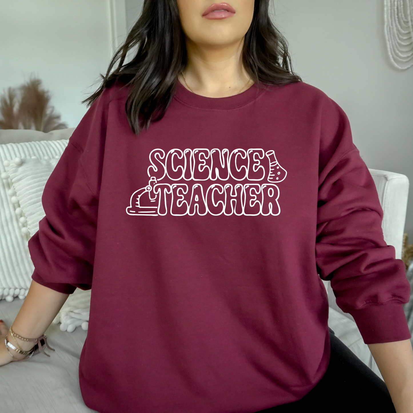 Retro Science Teacher Sweatshirt Sweatshirt S Maroon