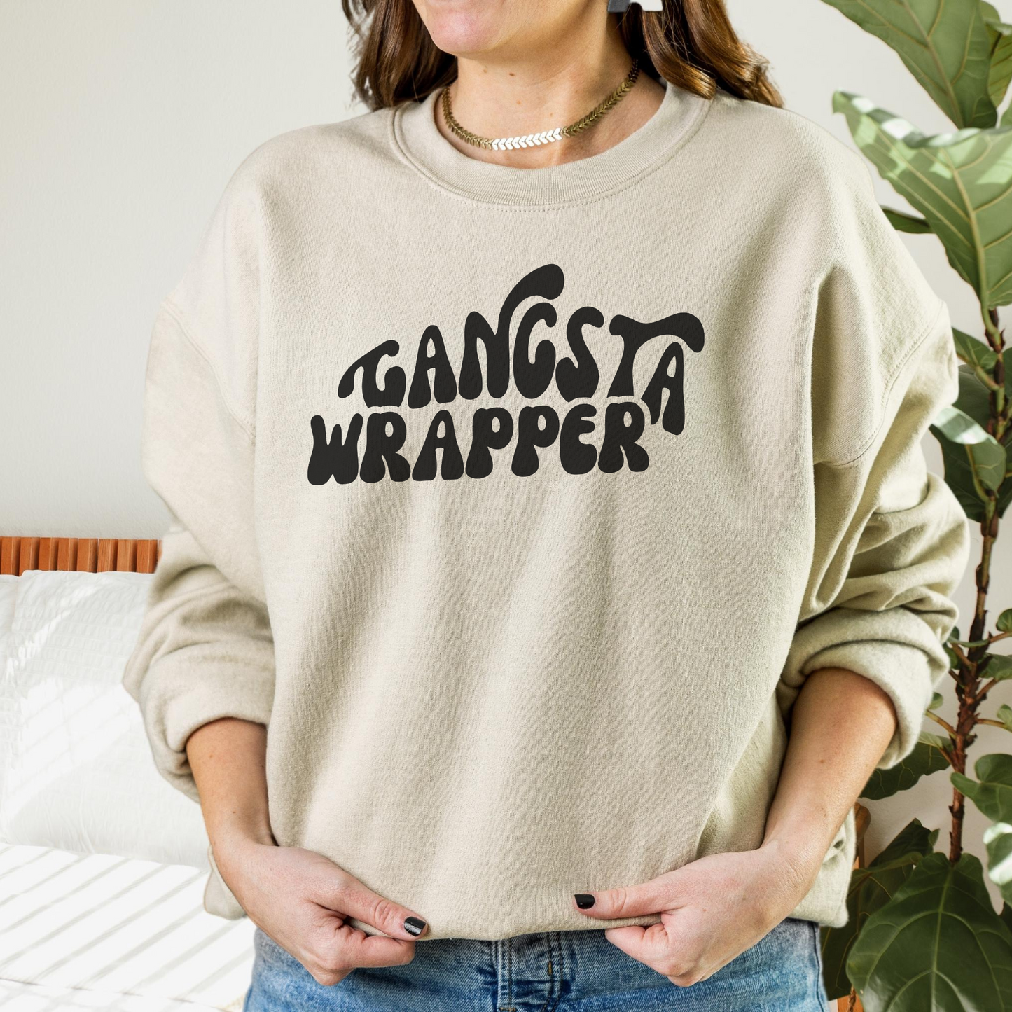 Gangsta Wrapper Sweatshirt Sweatshirt S Sand