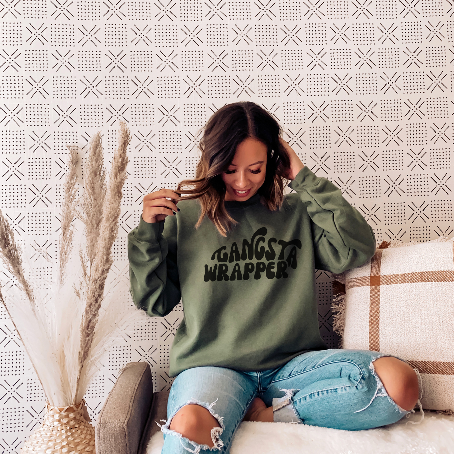 Gangsta Wrapper Sweatshirt Sweatshirt XL Military Green