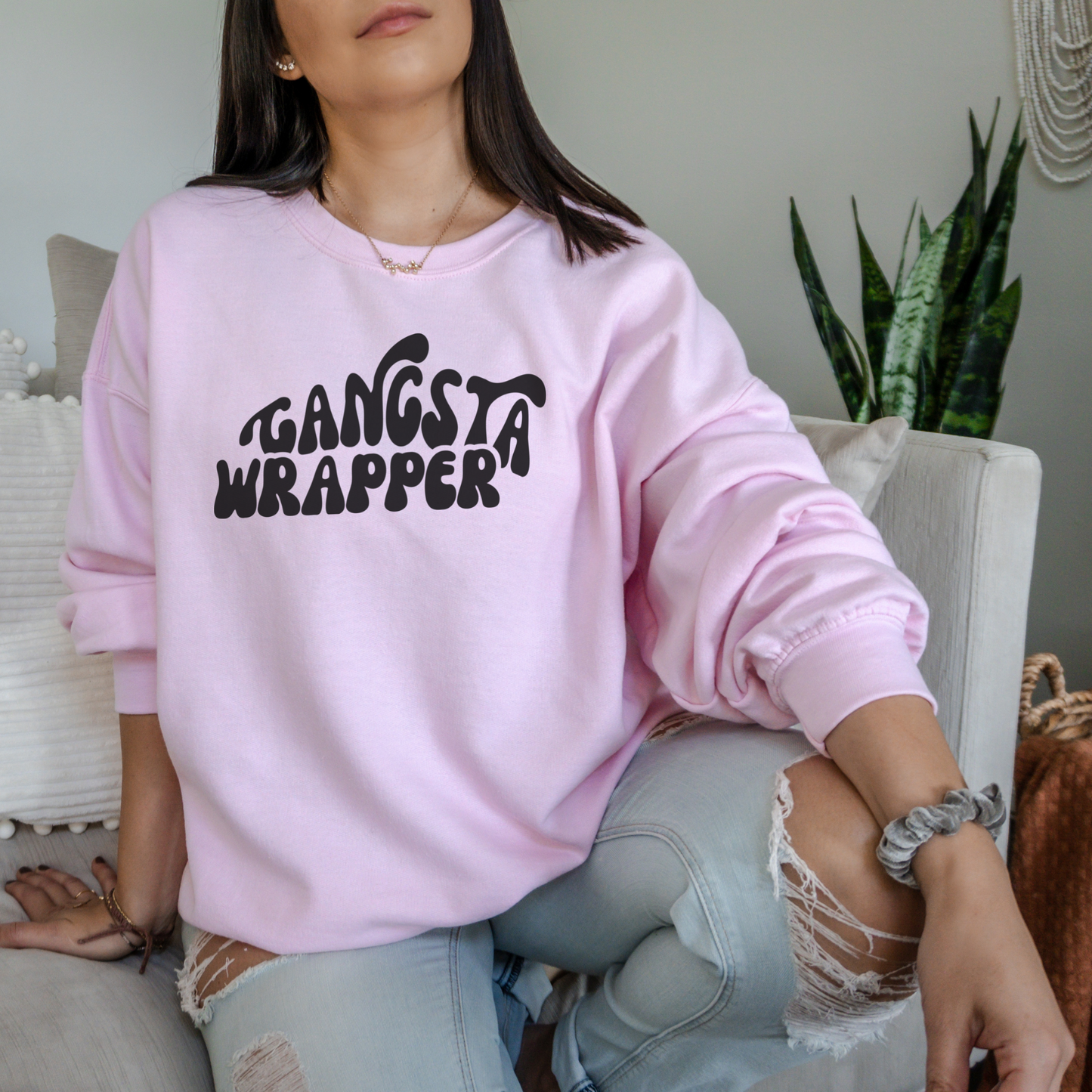 Gangsta Wrapper Sweatshirt Sweatshirt S Light Pink