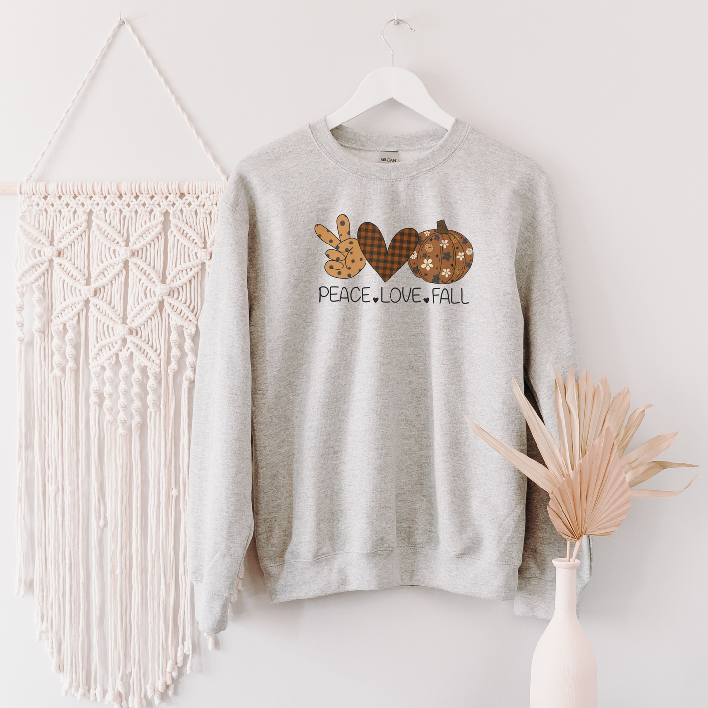 Peace, Love, Fall Sweatshirt Sweatshirt S Ash