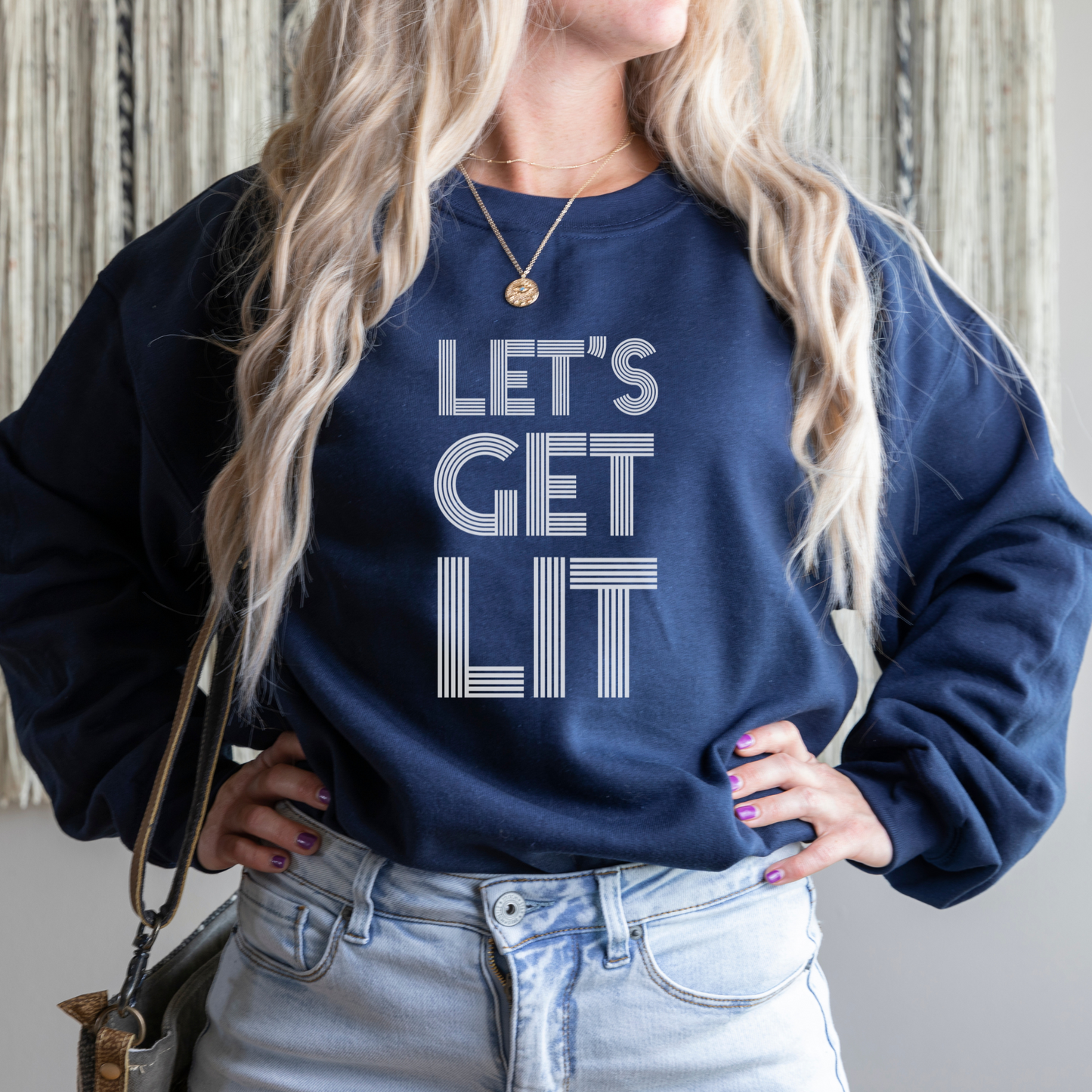Let's Get Lit Sweatshirt Sweatshirt S Navy