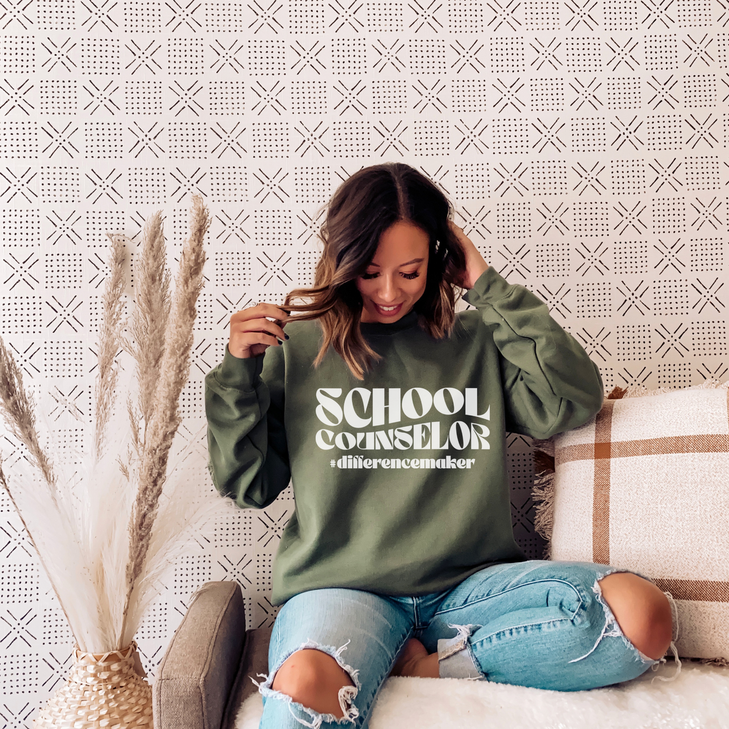 Difference Maker School Counselor Sweatshirt Sweatshirt S Military Green