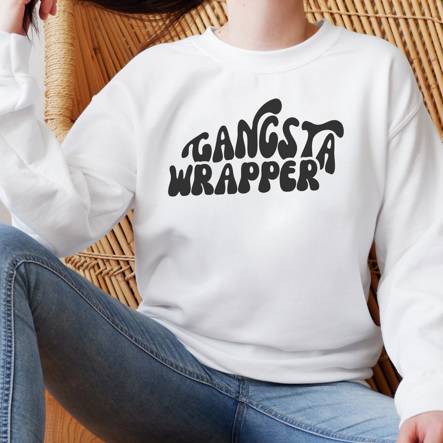 Gangsta Wrapper Sweatshirt Sweatshirt S White