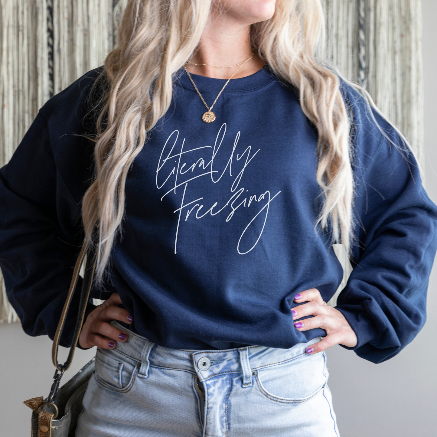 Literally Freezing Sweatshirt Sweatshirt S Navy