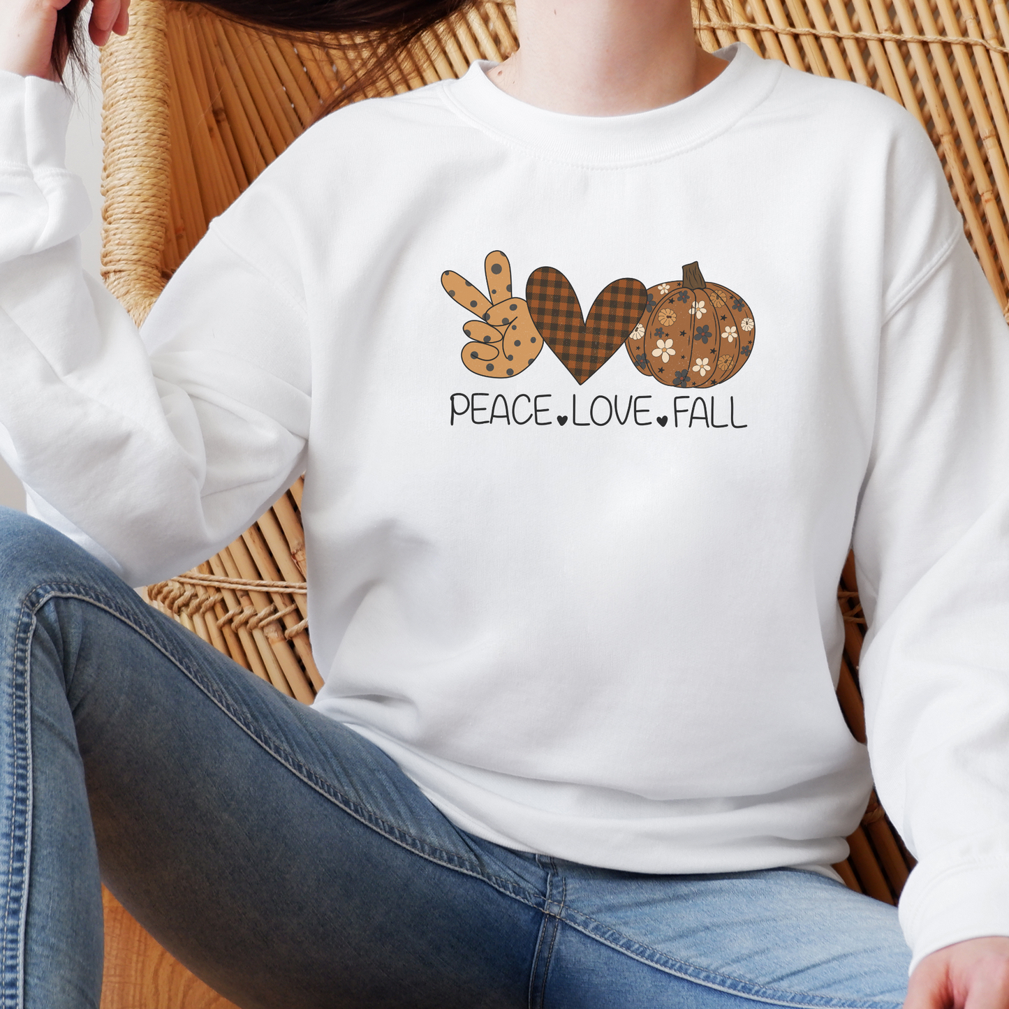 Peace, Love, Fall Sweatshirt Sweatshirt S White