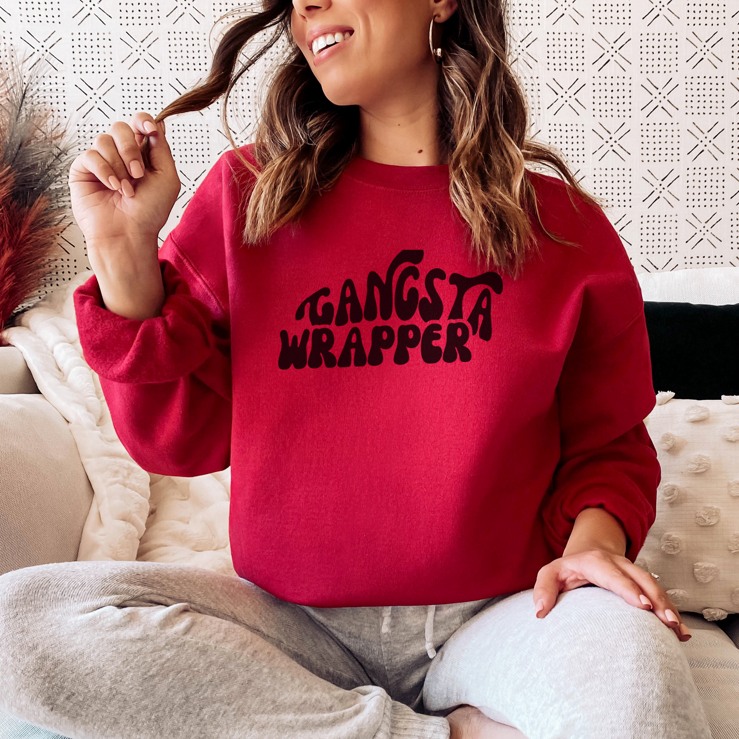Gangsta Wrapper Sweatshirt Sweatshirt S Cherry Red