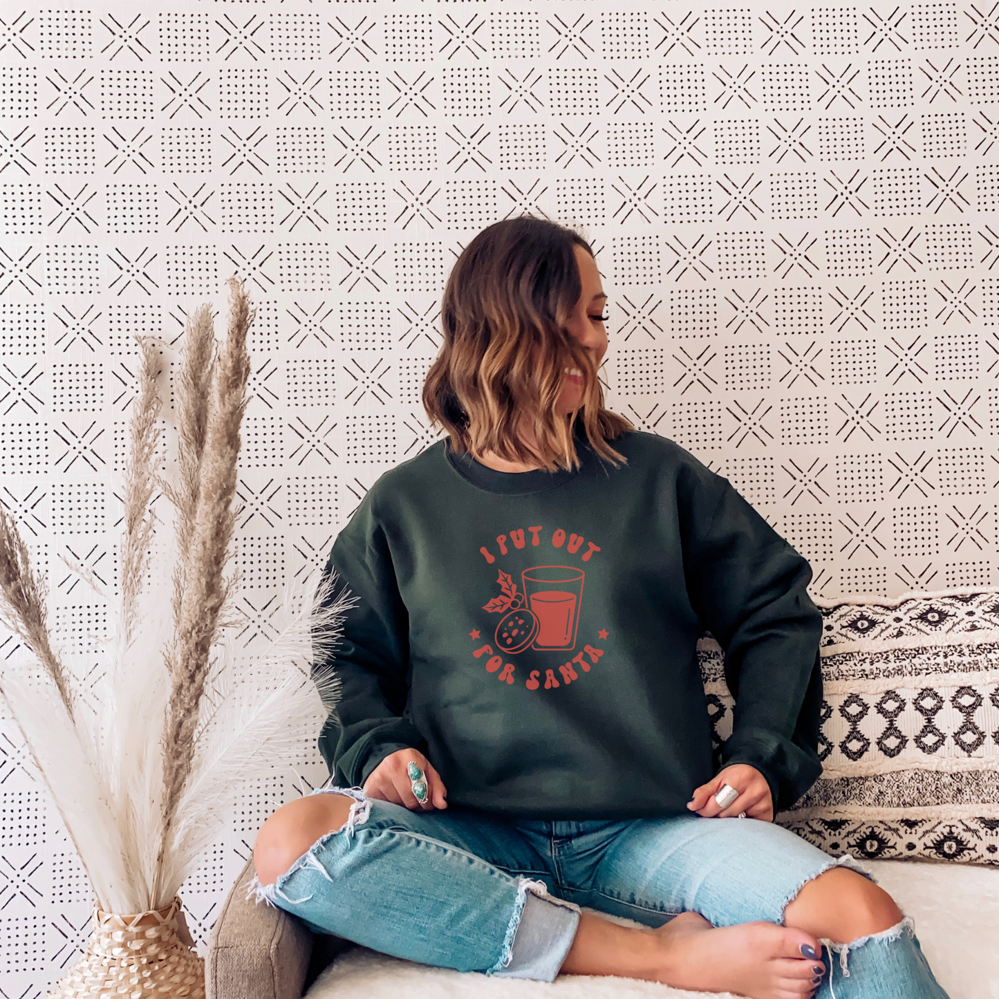 I Put Out For Santa Sweatshirt Sweatshirt S Forest Green