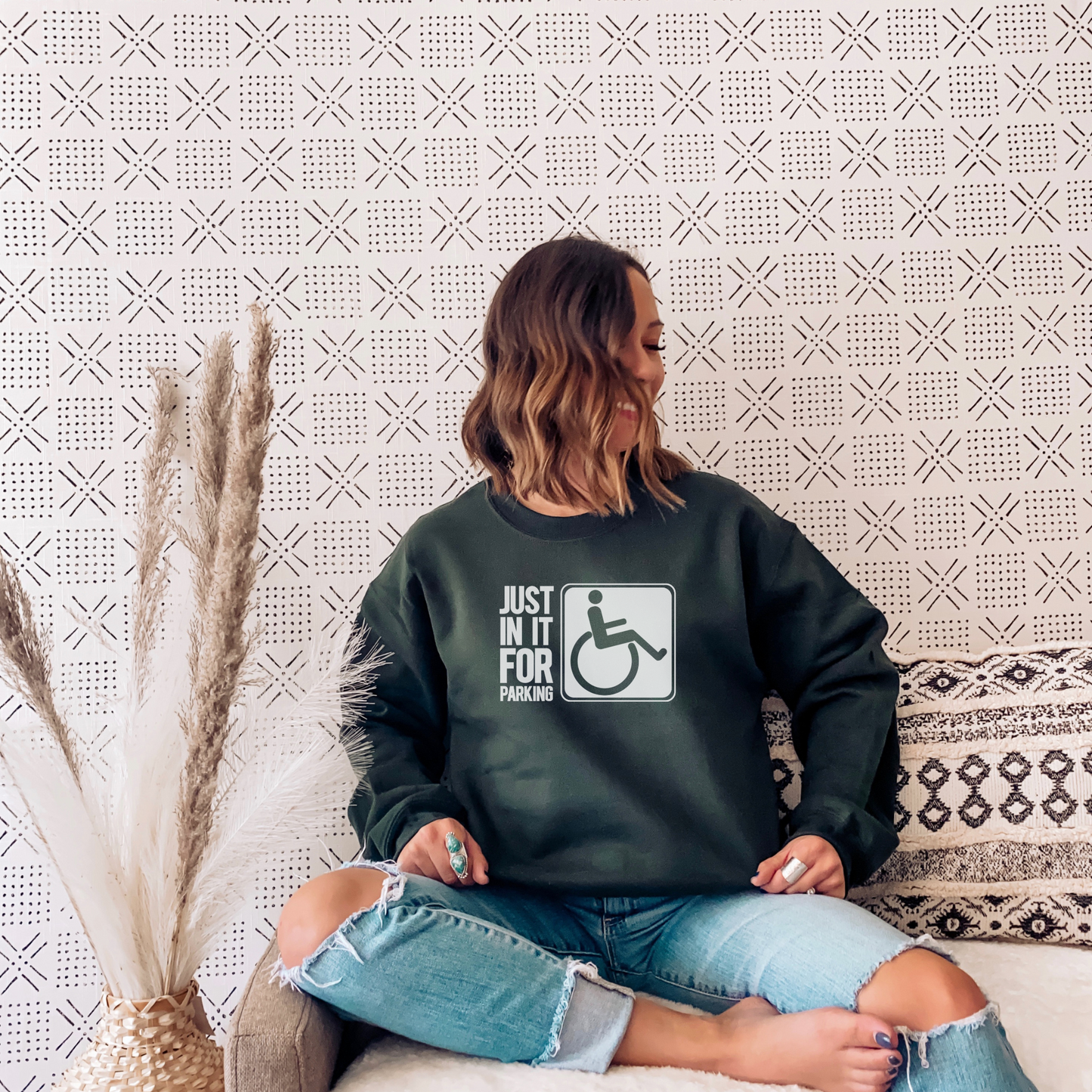 Just in it For the Parking Sweatshirt Sweatshirt S Forest Green