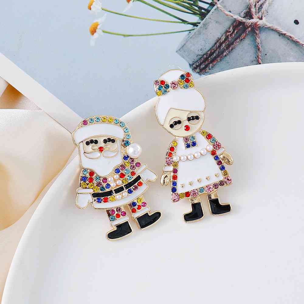 Mr & Mrs Claus Rhinestone Earrings