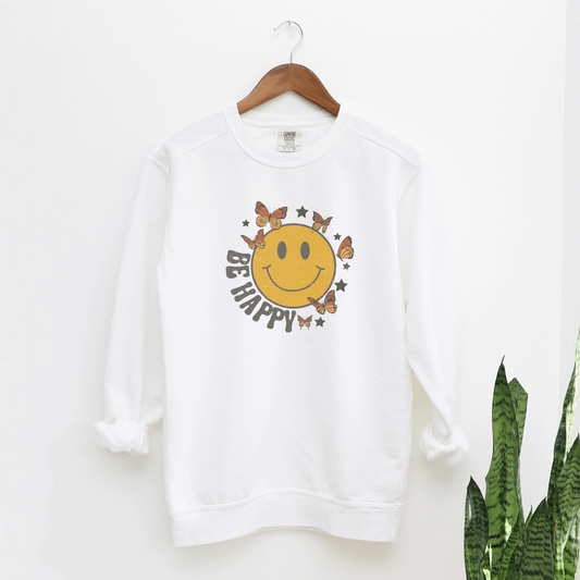 Be Happy Sweatshirt Sweatshirts White S 