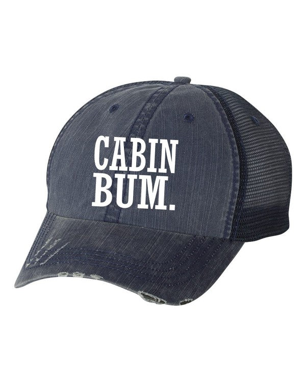 Cabin Bum Embroidered Hat  Navy Mesh Trucker OS 