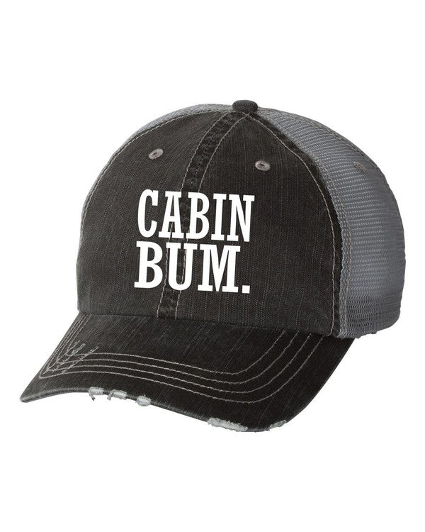 Cabin Bum Embroidered Hat  Grey Mesh Trucker OS 