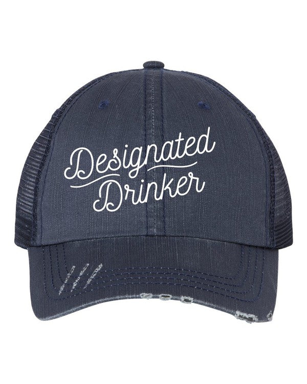 Designated Drinker Embroidered Hat  Navy Mesh Trucker OS 