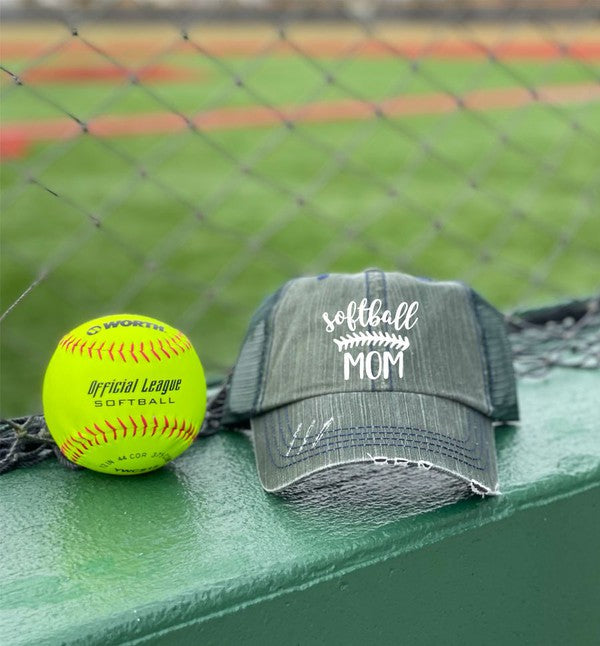 Softball Mom Embroidered Hat  Green Mesh One size 