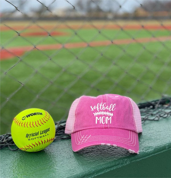 Softball Mom Embroidered Hat  PInk One size 