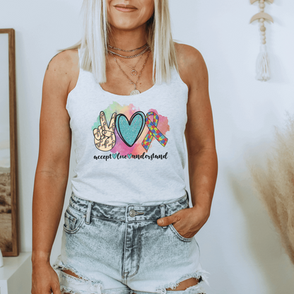 Accept.Love.Understand Tank Top Tank Top Tri-Blend Heather White M 