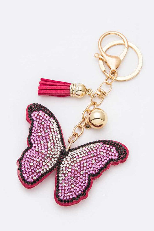 Butterfly Dreams Rhinestone Key Chain  Fuchsia O/S 