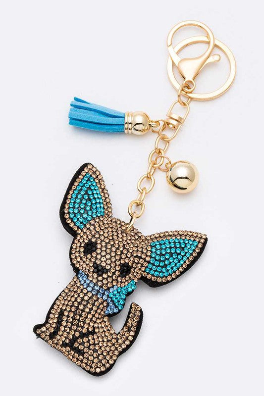 Aye Chihuahua Rhinestone Key Chain  Topaz O/S 