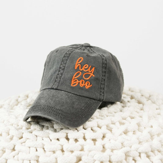 Hey Boo Canvas Hat  White Adult 