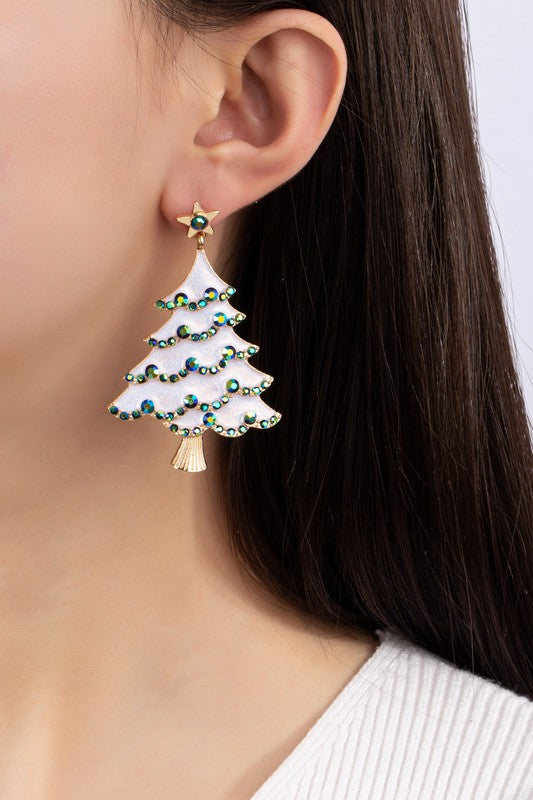 Snowfall Christmas Tree Earrings    