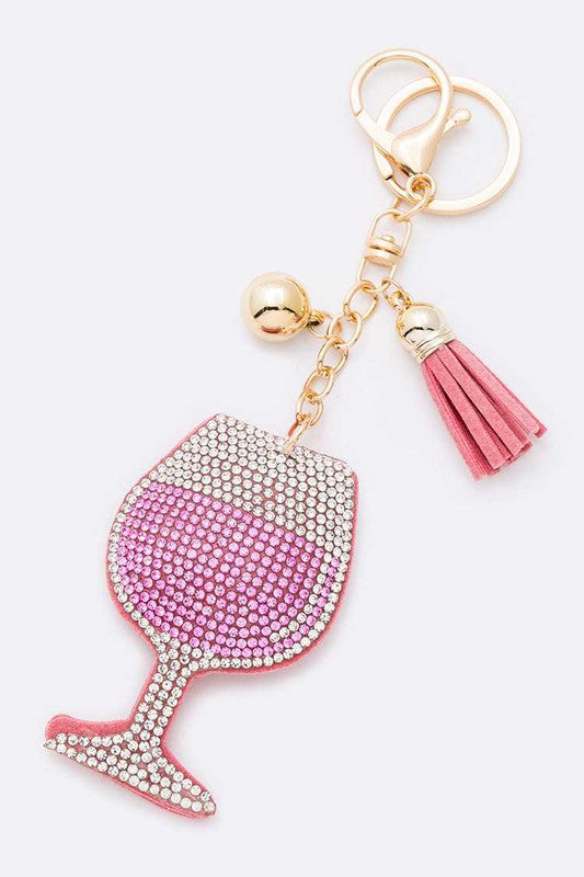 Rosé All Day Crystal Keychain  Pink  