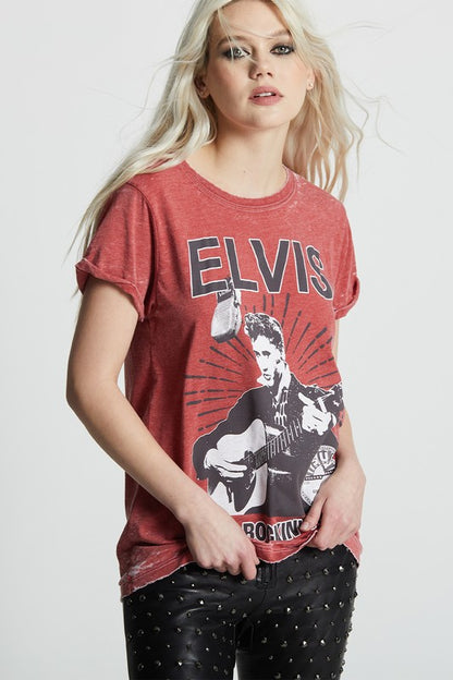 Sun Records X Elvis Burnout Tee  Chili Pepper XS 