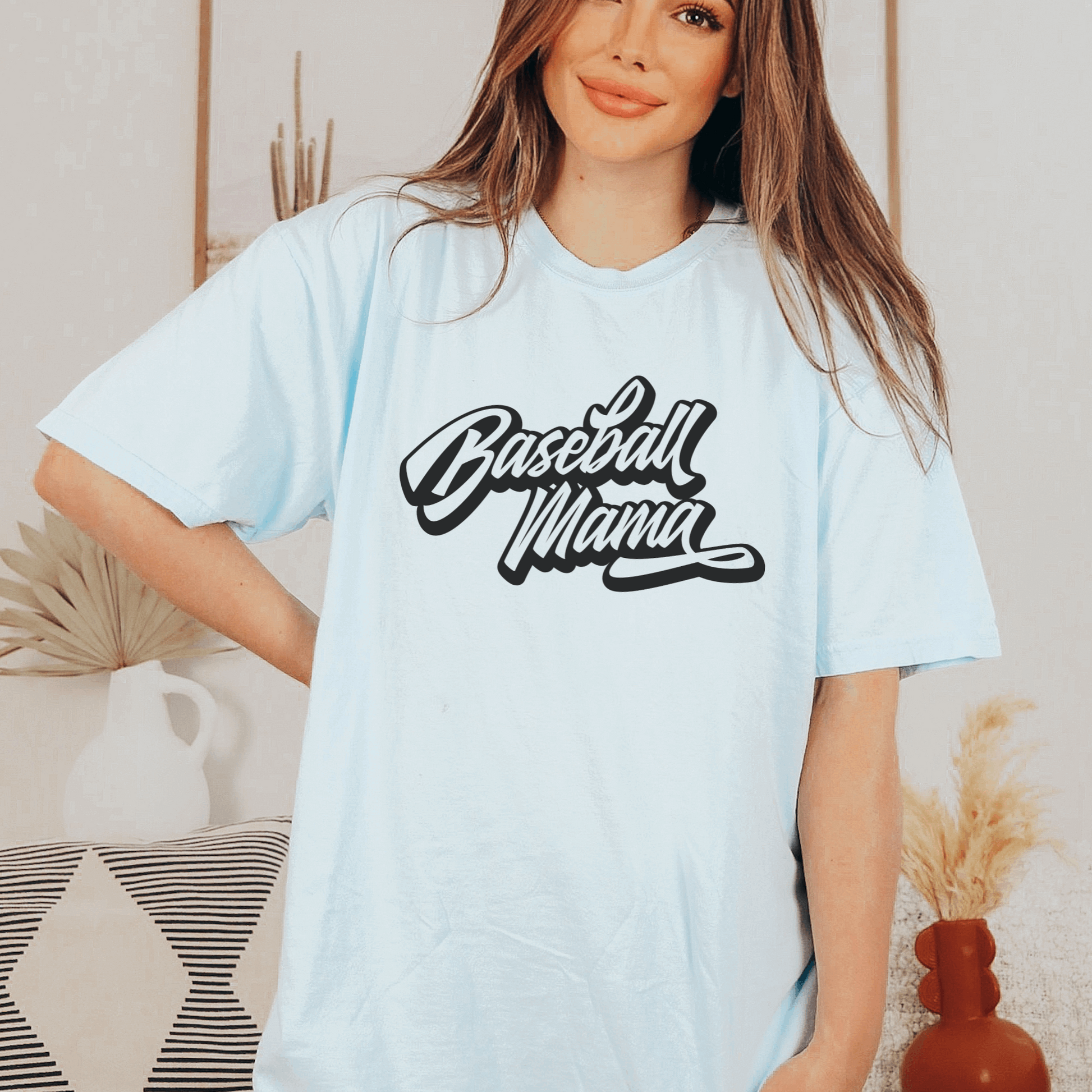 Baseball Momma Tee T-Shirt Chambray S 