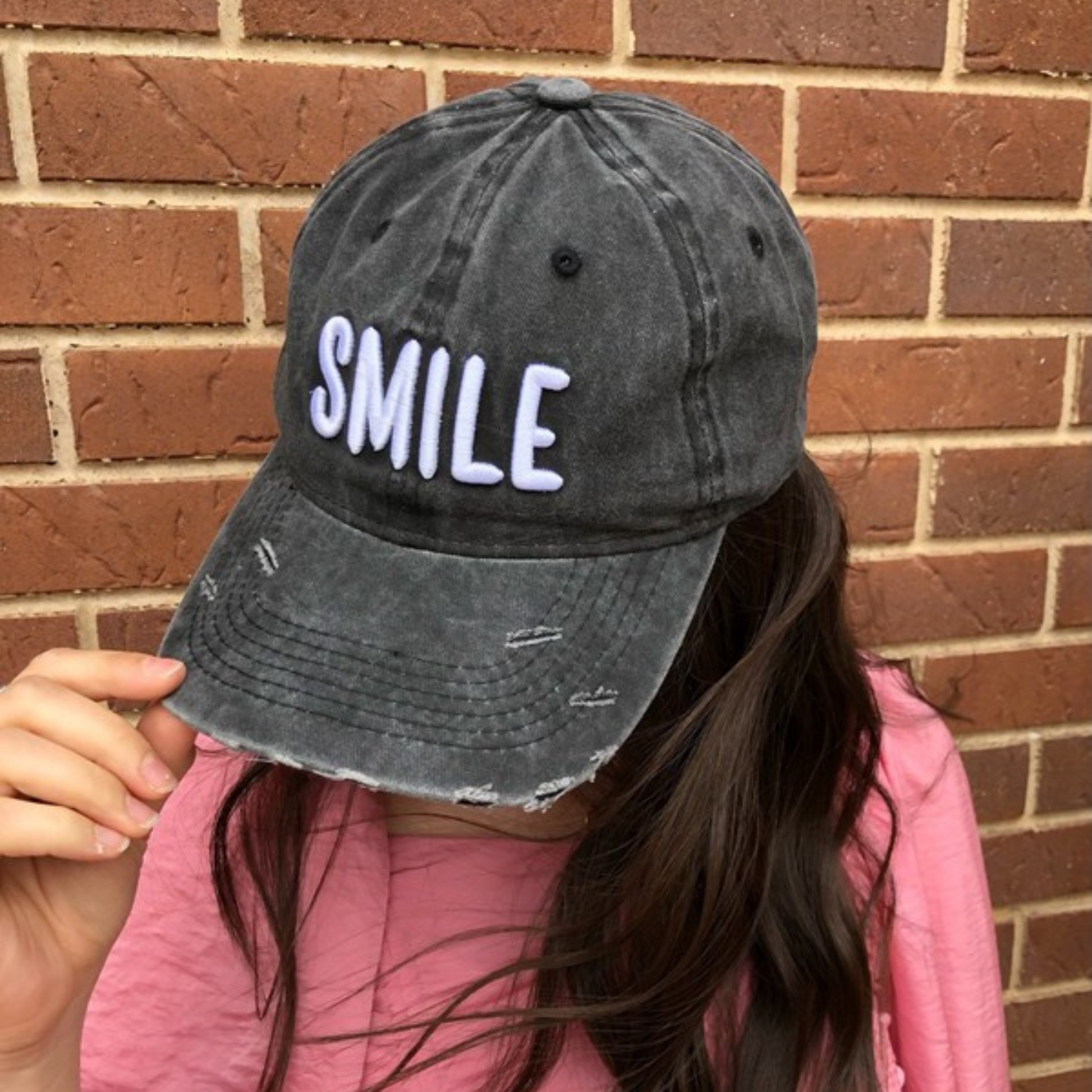 Smile Ball Cap  Vintage Black One Size 