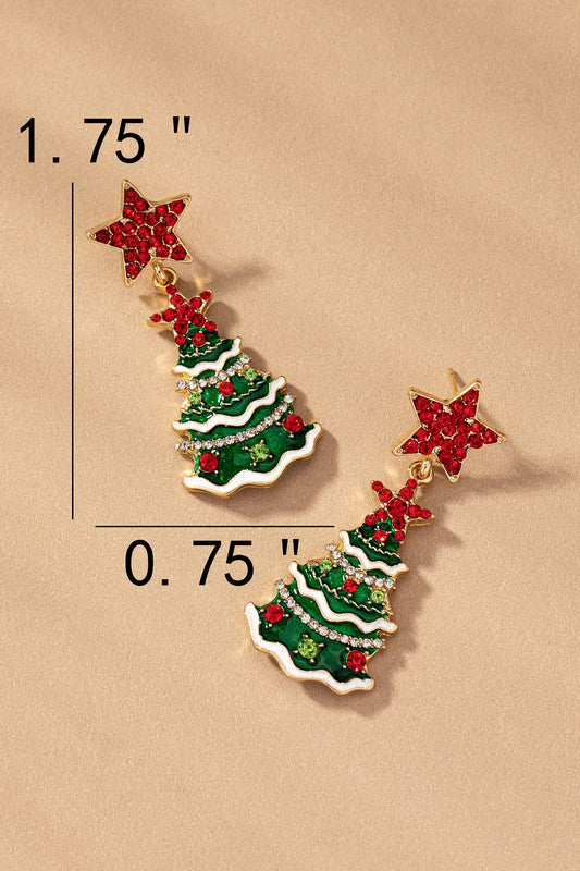 Very Merry Christmas Tree Drop Earrings    