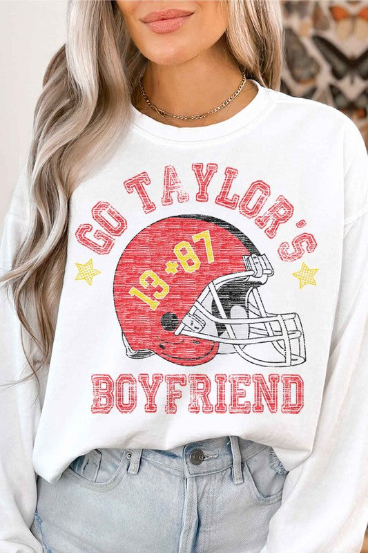 Go Taylor's Boyfriend Sweatshirt  White Small 