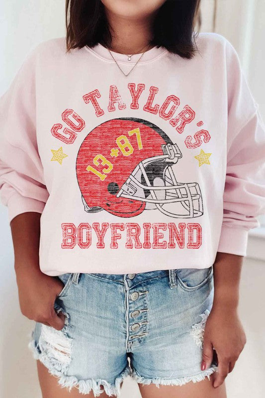 Go Taylor's Boyfriend Sweatshirt  Pink Small 