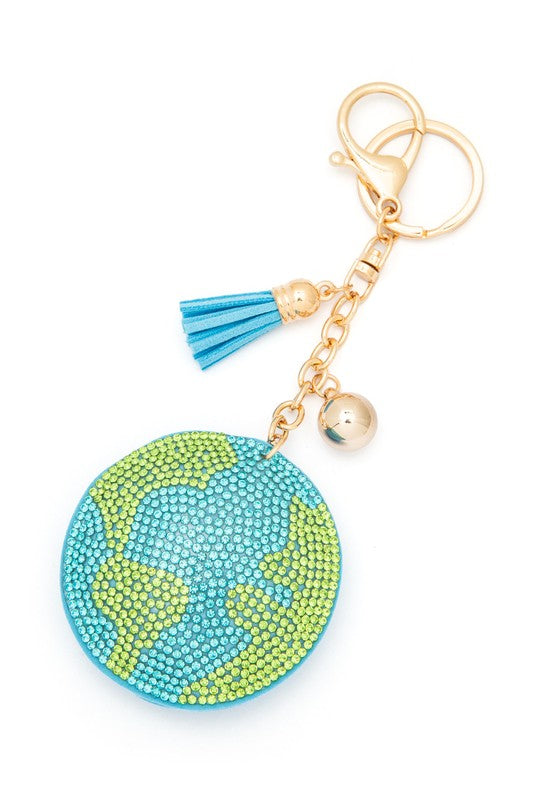 Shimmering World Keychain  Light Blue & Green  