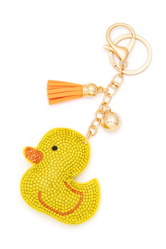 Yellow Ducky Rhinestone Pillow Keychain  Yellow  